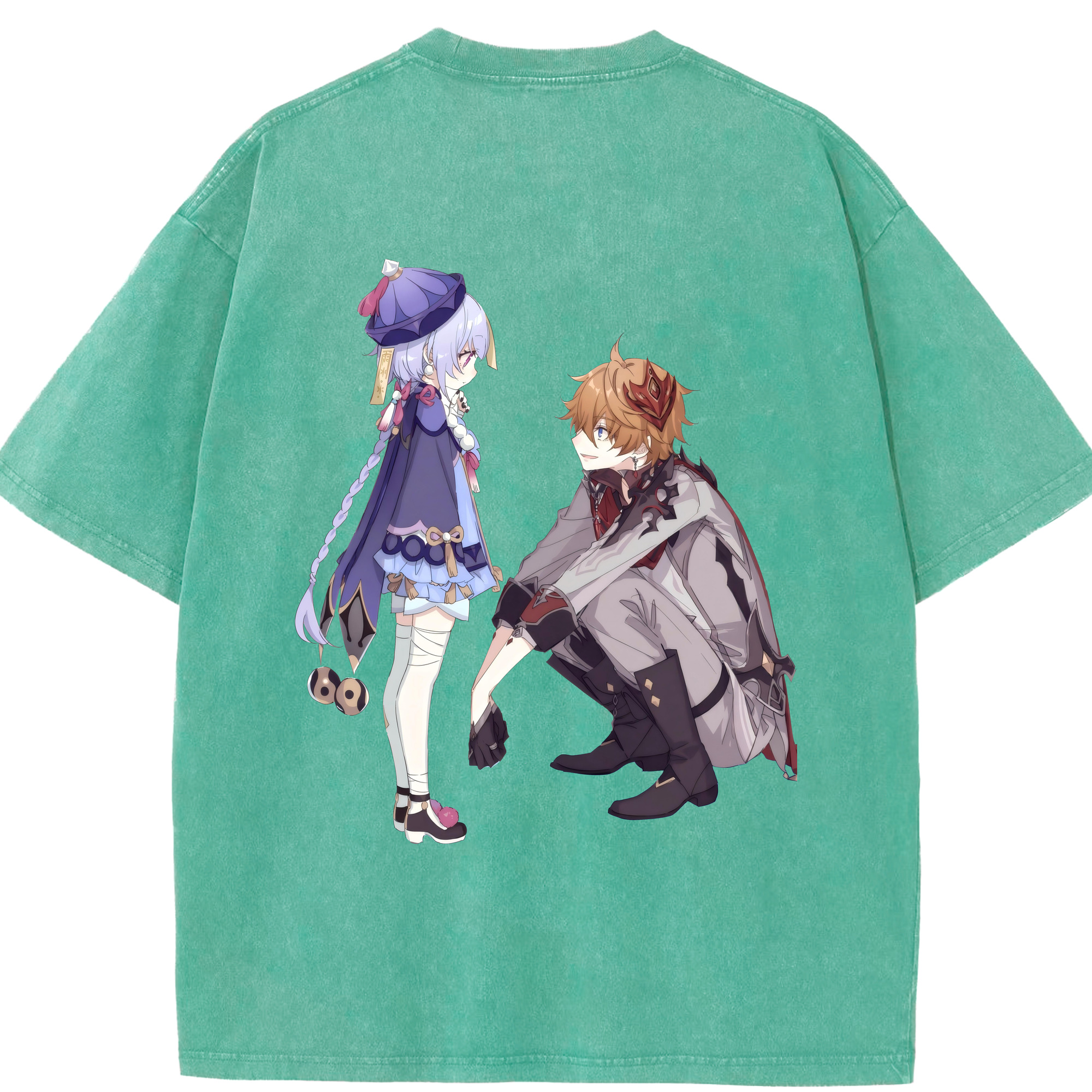 げんし神 七七 なな  genshin Nana 綿100% ヴィンテージ風 半袖Tシャツ（背面プリント）